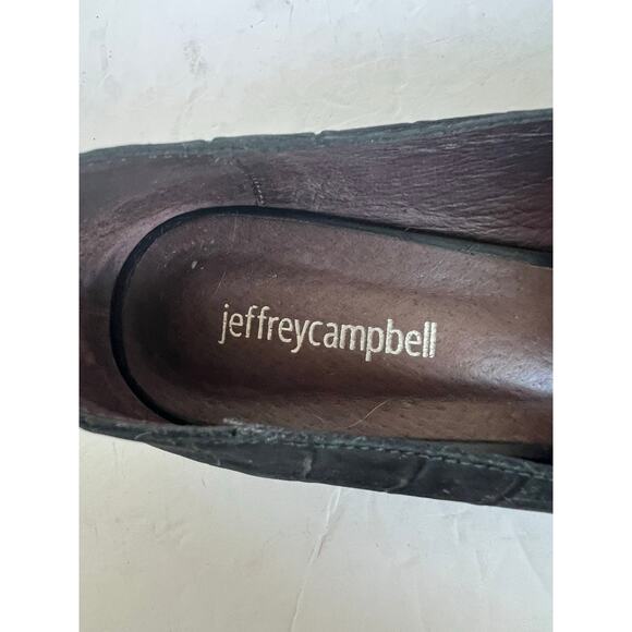 Jeffrey Campbell Black Suede Croc Viona Pointy Toe Round Sculpted Heel Shoes 9.5 - Picture 5 of 12